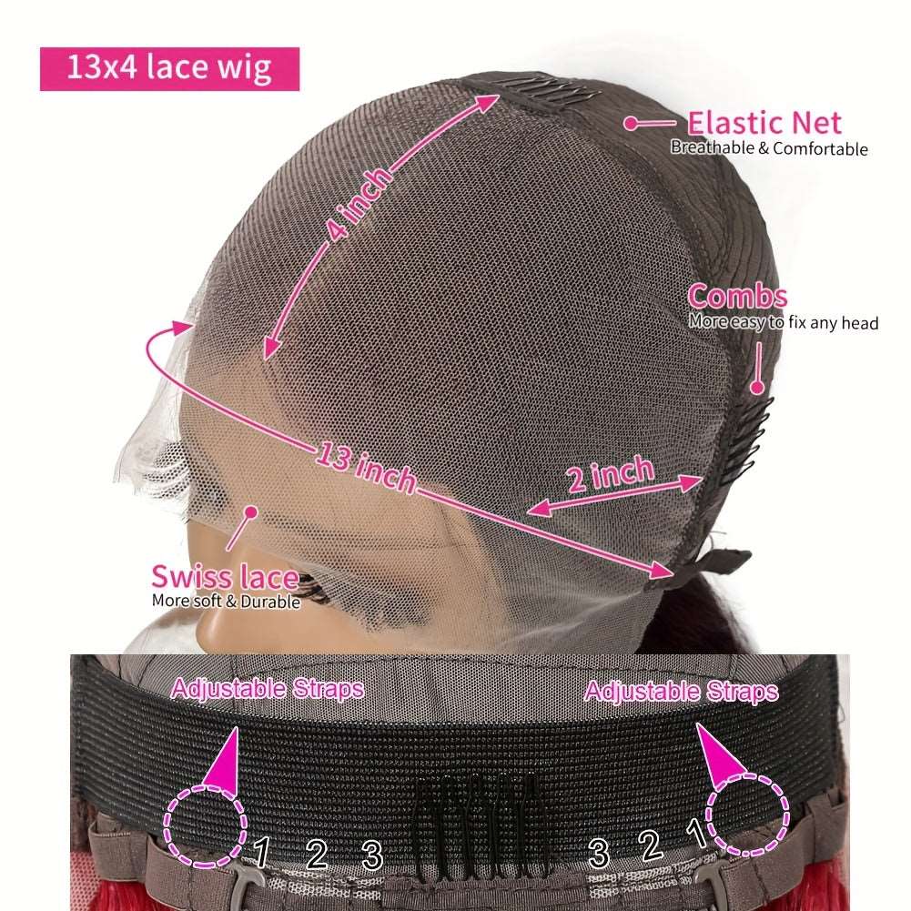 99J Short Bob  13x4 Red Bob Lace Frontal Straight Human Hair