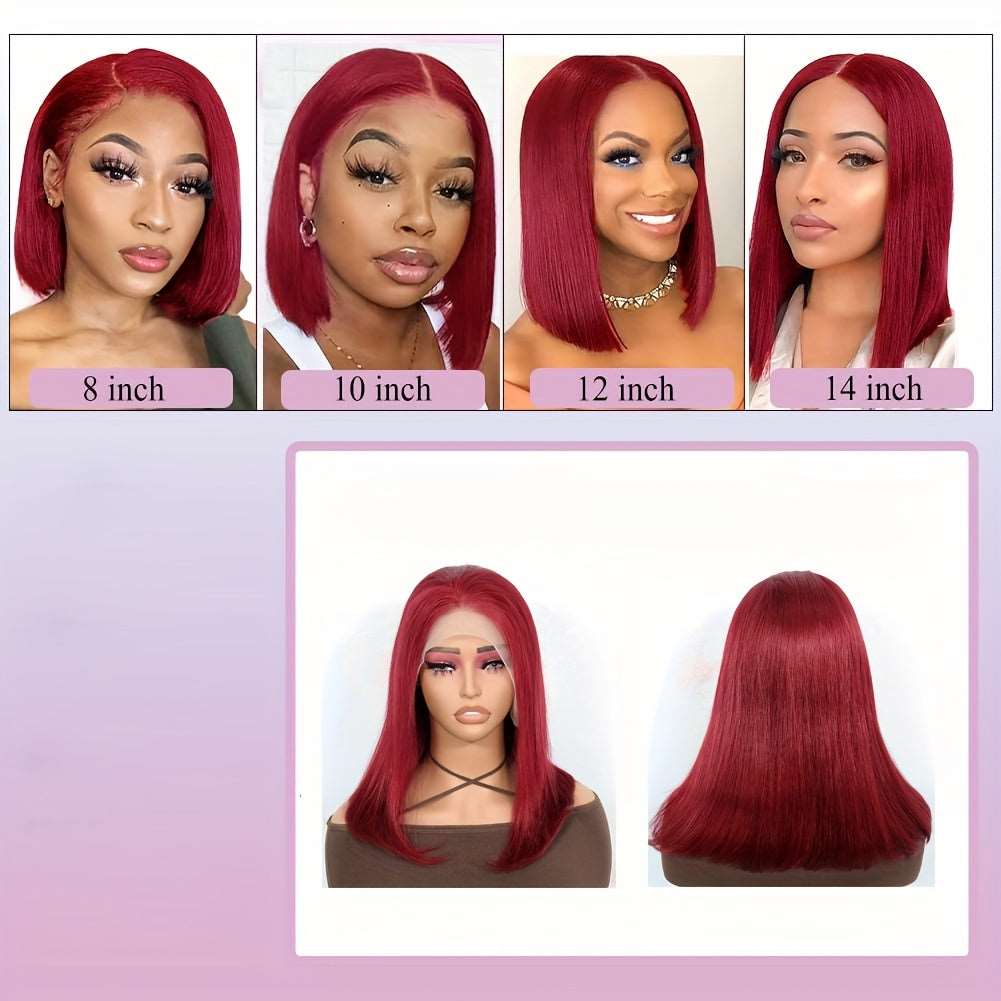 99J Short Bob  13x4 Red Bob Lace Frontal Straight Human Hair