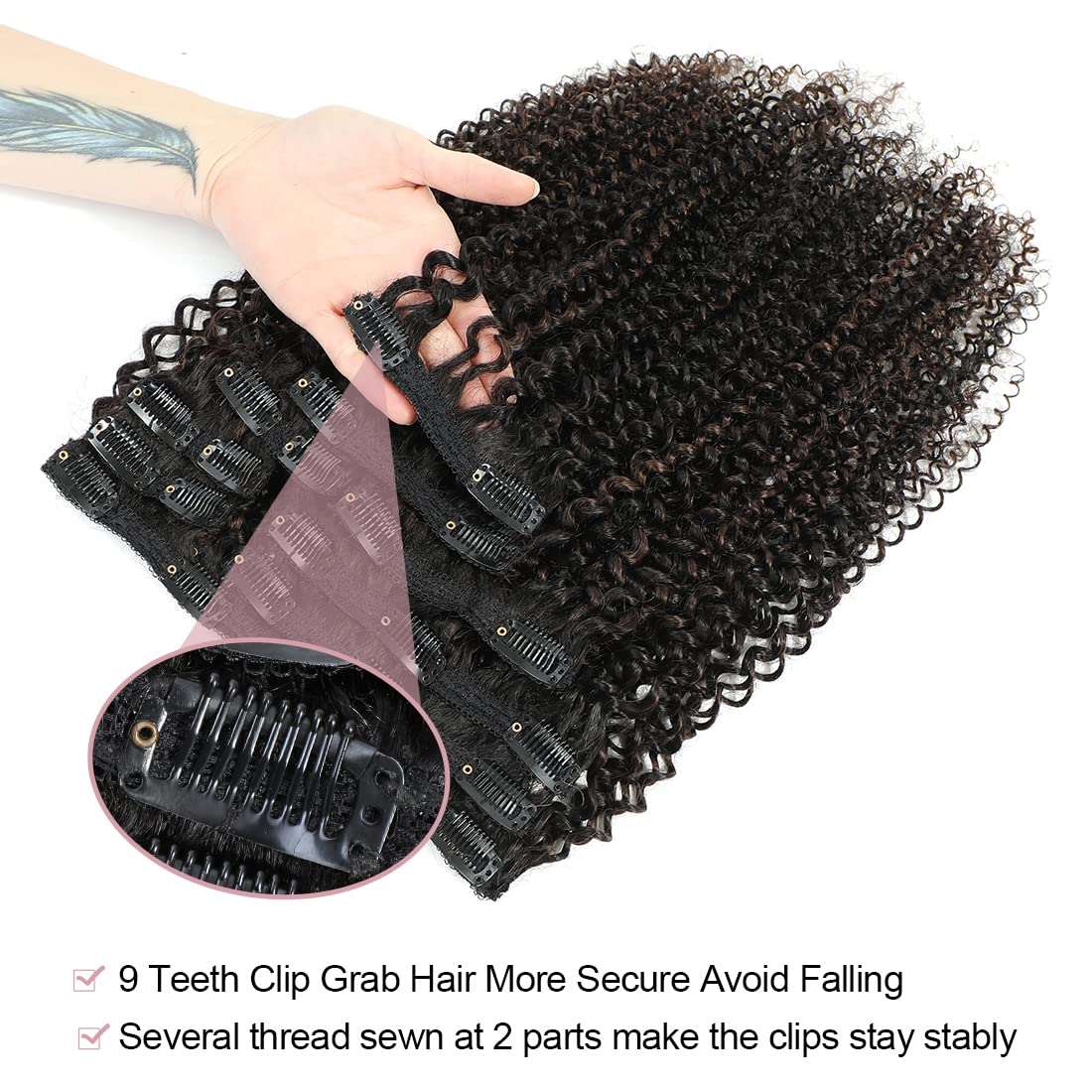 Clip in Human Hair 4PCS Kinky Curly Brazilian Human Hair