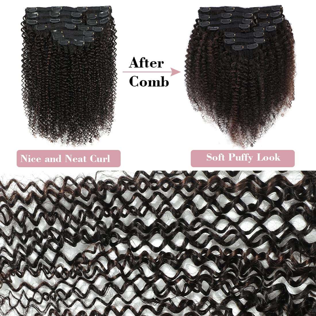 Clip in Human Hair 4PCS Kinky Curly Brazilian Human Hair