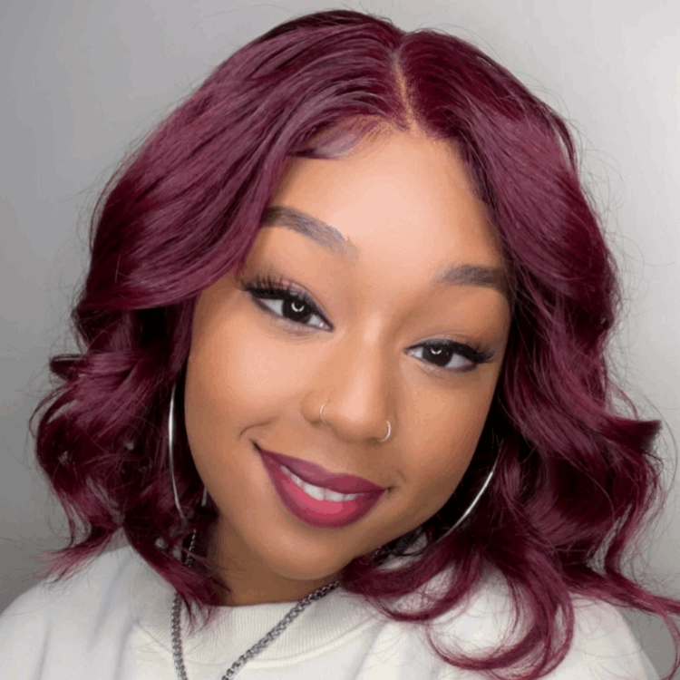 200% Density | Soft layered Burgundy Loose Wave 5x5 Closure  Lace Glueless Side Part Long Wig 100% Human Hair