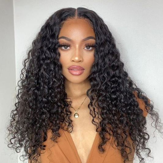 Wet And Wavy | Water Wave 13x4 Frontal HD Lace Side Part Long Wig 100% Human Hair | 3 Cap Sizes