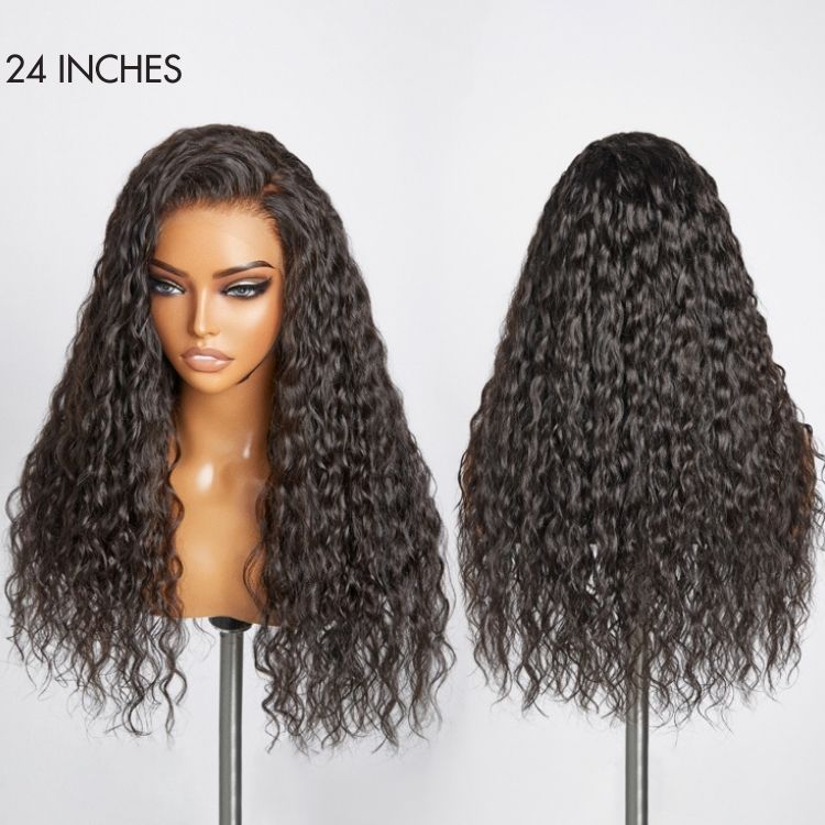 Water Wave 13x4 Frontal HD Lace Free Part Long Wig 100% Human Hair