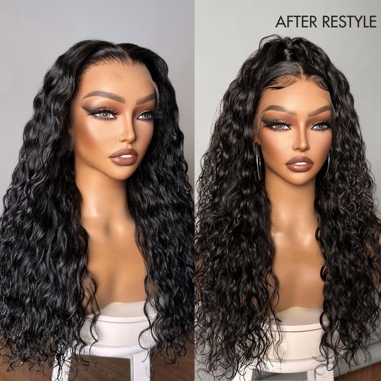 Water Wave 13x4 Frontal HD Lace Free Part Long Wig 100% Human Hair