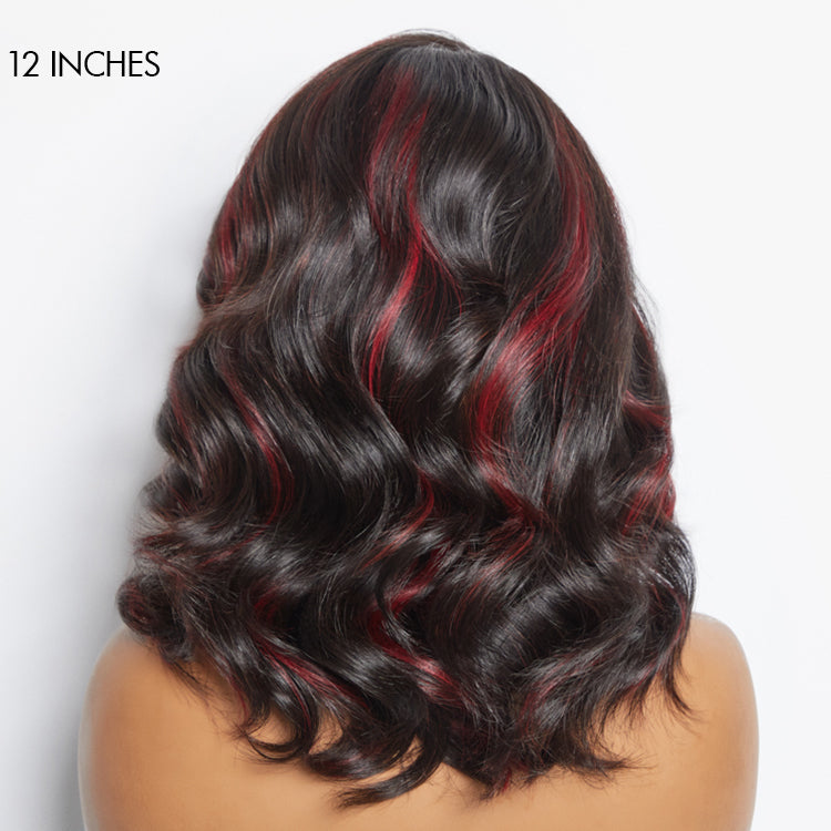 Limited Design | Red Highlight Bouncy Loose Wave Glueless 5x5 Closure  Lace Wig