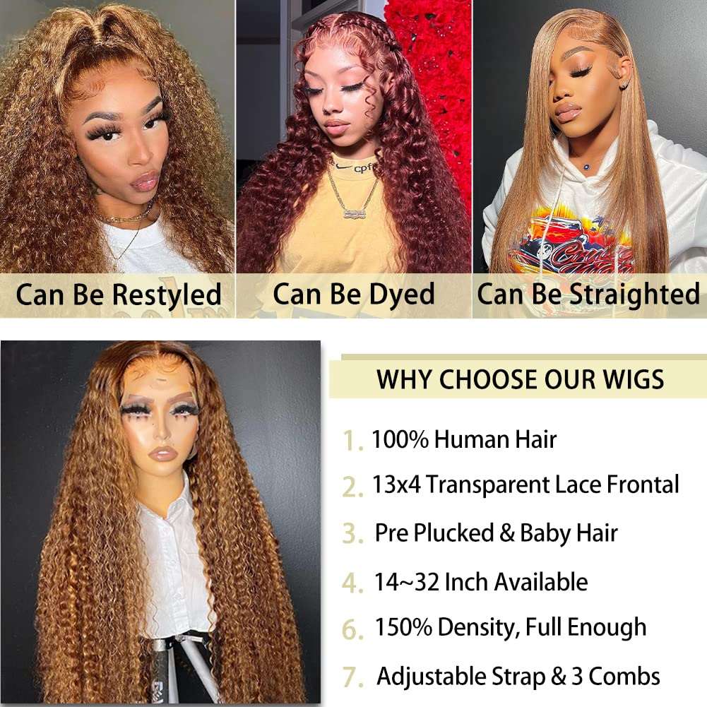 Ombre Curly Lace Front Wig Human Hair Pre Plucked Highlight Deep Wave Lace Front Wigs