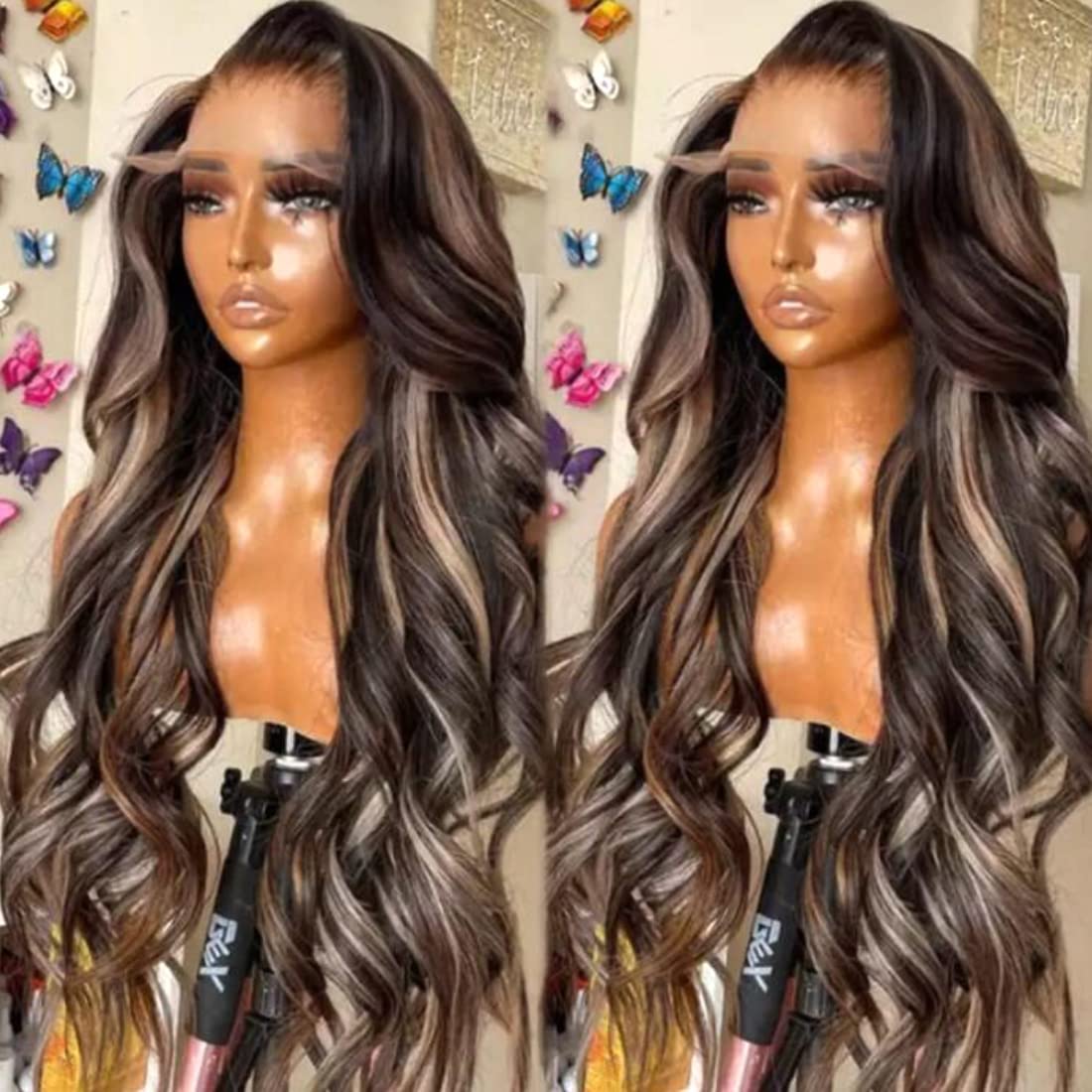 Luxurious Blonde Highlights Loose Wave 13x4 Frontal HD Lace Mid Part Long Wig 100% Human Hair