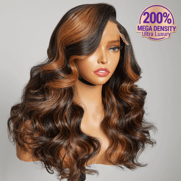 200% Mega Density | Blonde Highlight Loose Wave 5x5 Closure Lace Glueless Side Part Long Wig 100% Human Hair