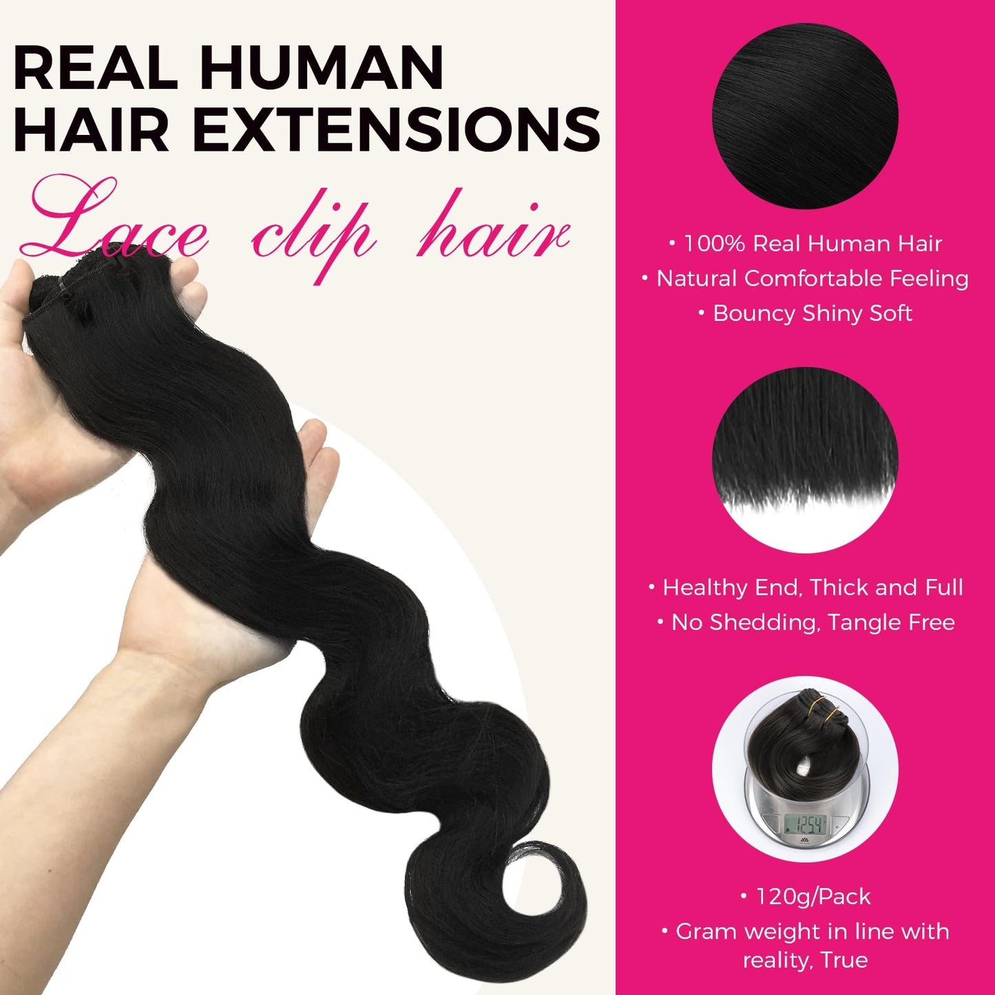 Clip in Human Hair 4PCS Body Wave Brazilian Human Hair