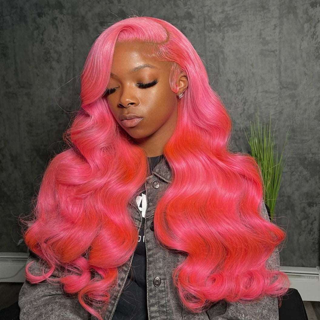 613 pink Loose Wave Undetectable Lace  Closure Lace Wig | Direct Dyeing