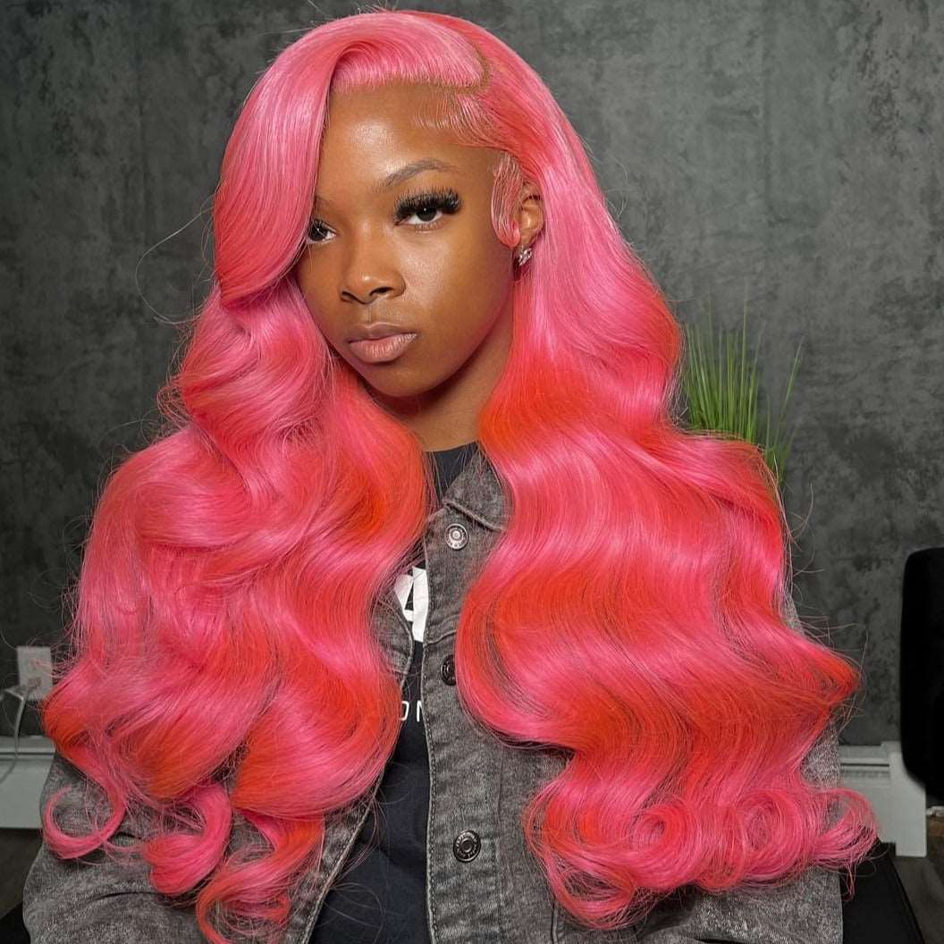 613 pink Loose Wave Undetectable Lace  Closure Lace Wig | Direct Dyeing