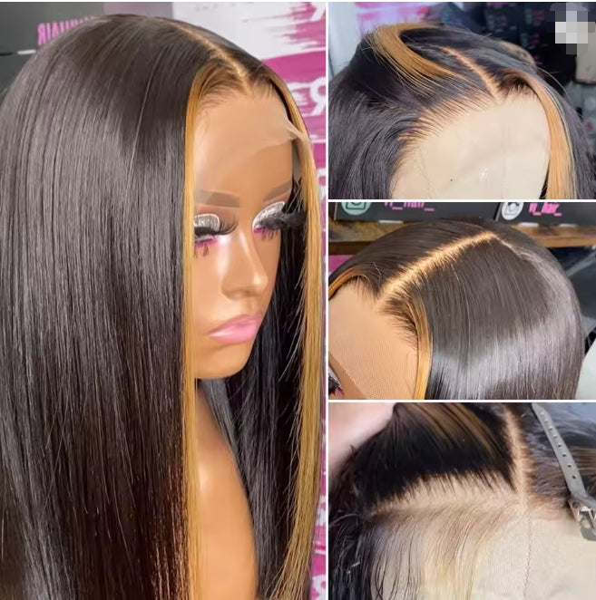 Bone Straight Lace Frontal Wig For Black Women Highlight Ombre Short Bob Wig Brazilian Remy Hair 13x4 Lace Front Human Hair Wig