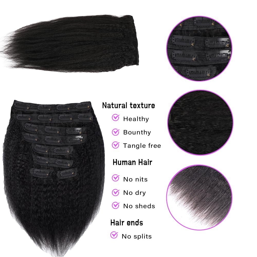 Clip in Human Hair 4PCS Kinky Straight Brazilian Human Hair