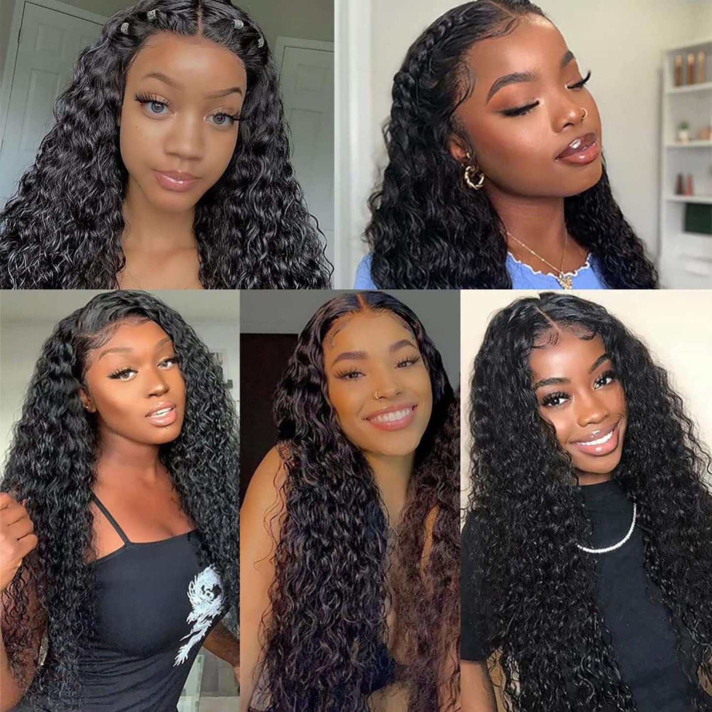 Flash Sale | Deep Wave 4x4 Frontal Lace Mid Part Long Wig 100% Human Hair