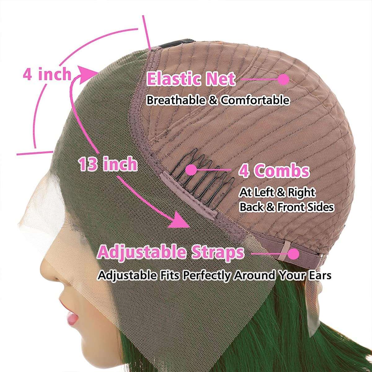 Colorful Bird Body Wave Lace Front Wigs Human Hair Dark Green 13x4 Lace Frontal Wigs