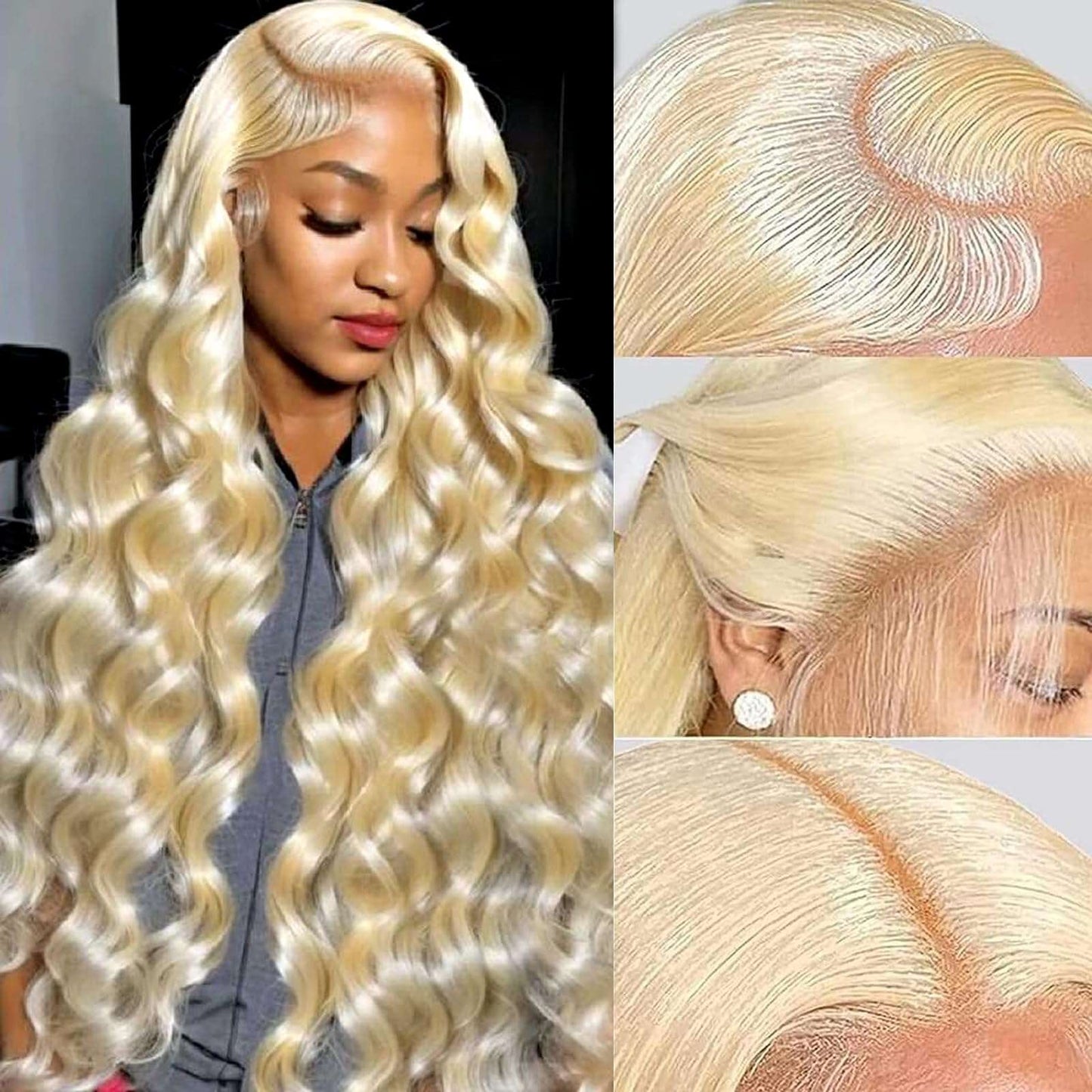 613  13x4 Blonde Lace Front Wigs Human  Body Wave  Frontal Wig