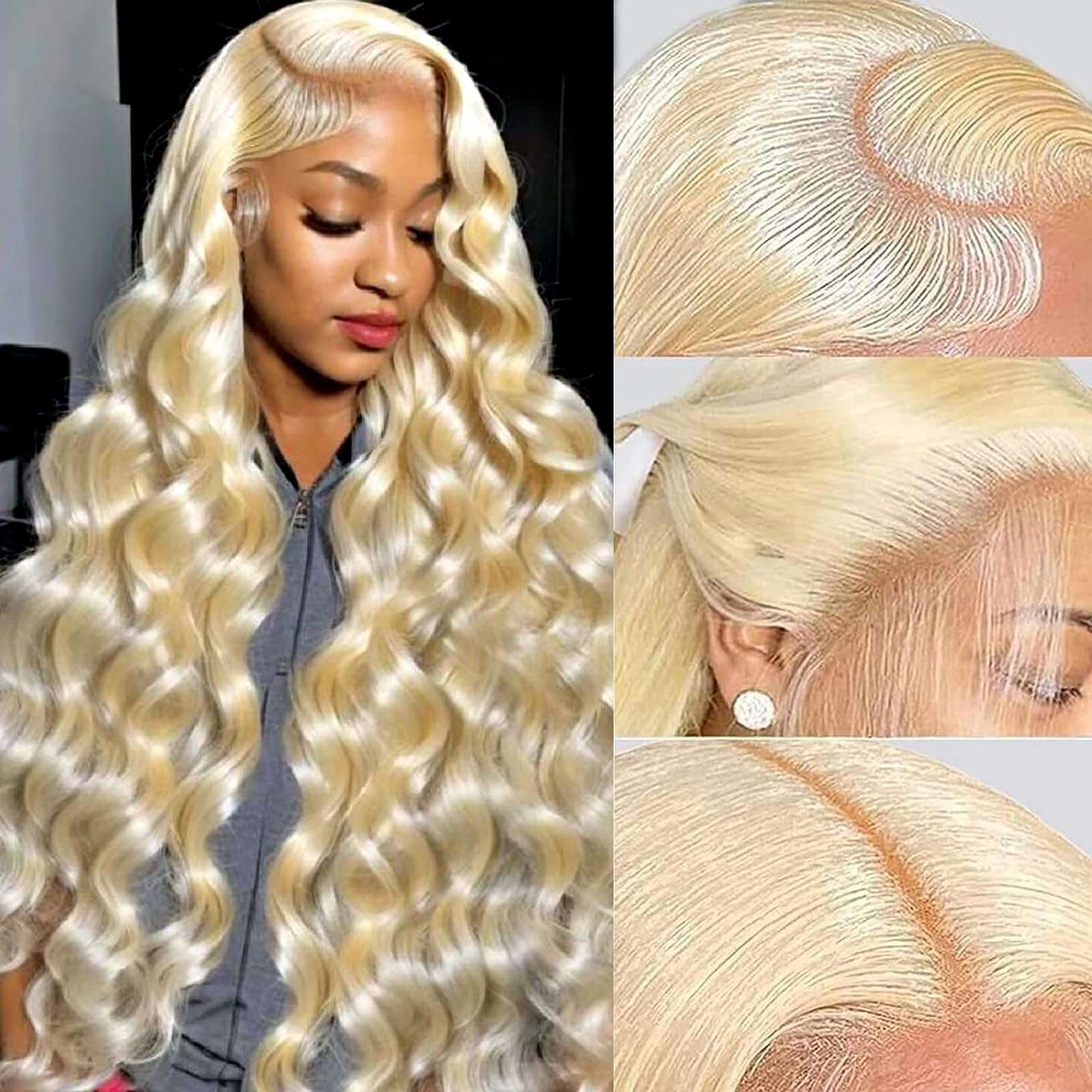 613  13x4 Blonde Lace Front Wigs Human  Body Wave  Frontal Wig