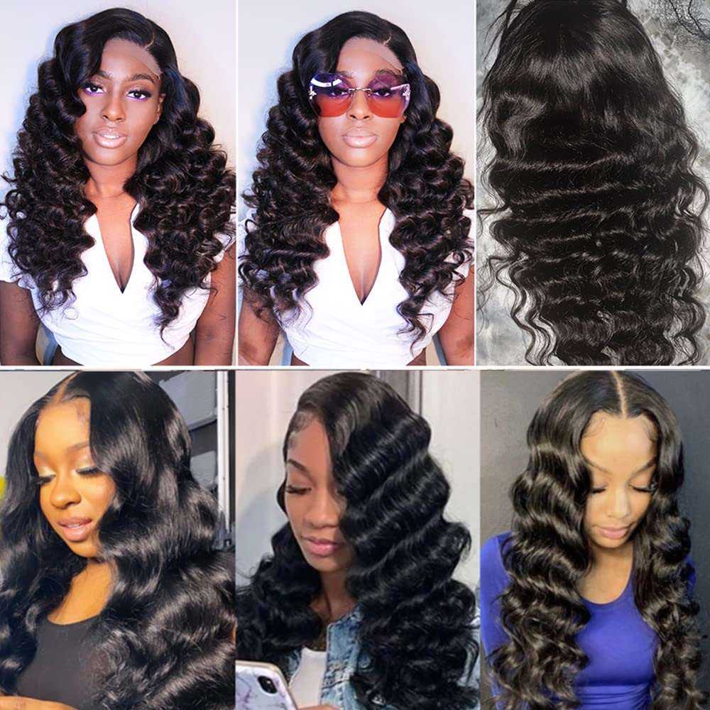 Loose Deep Wave Lace Front Glueless 13x4 Lace Frontal Loose Wave Wig 180% Density Natural Color