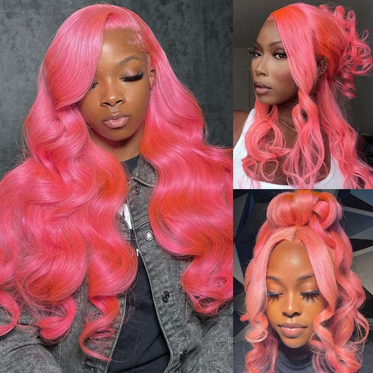 613 pink Loose Wave Undetectable Lace  Closure Lace Wig | Direct Dyeing