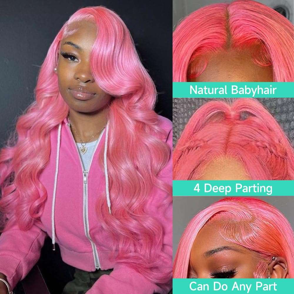 613 pink Loose Wave Undetectable Lace  Closure Lace Wig | Direct Dyeing