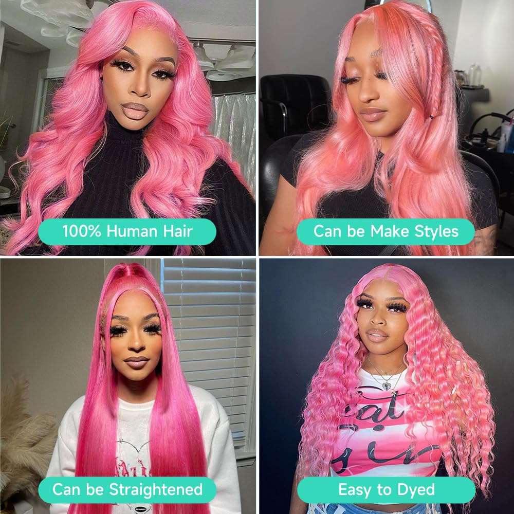 613 pink Loose Wave Undetectable Lace  Closure Lace Wig | Direct Dyeing