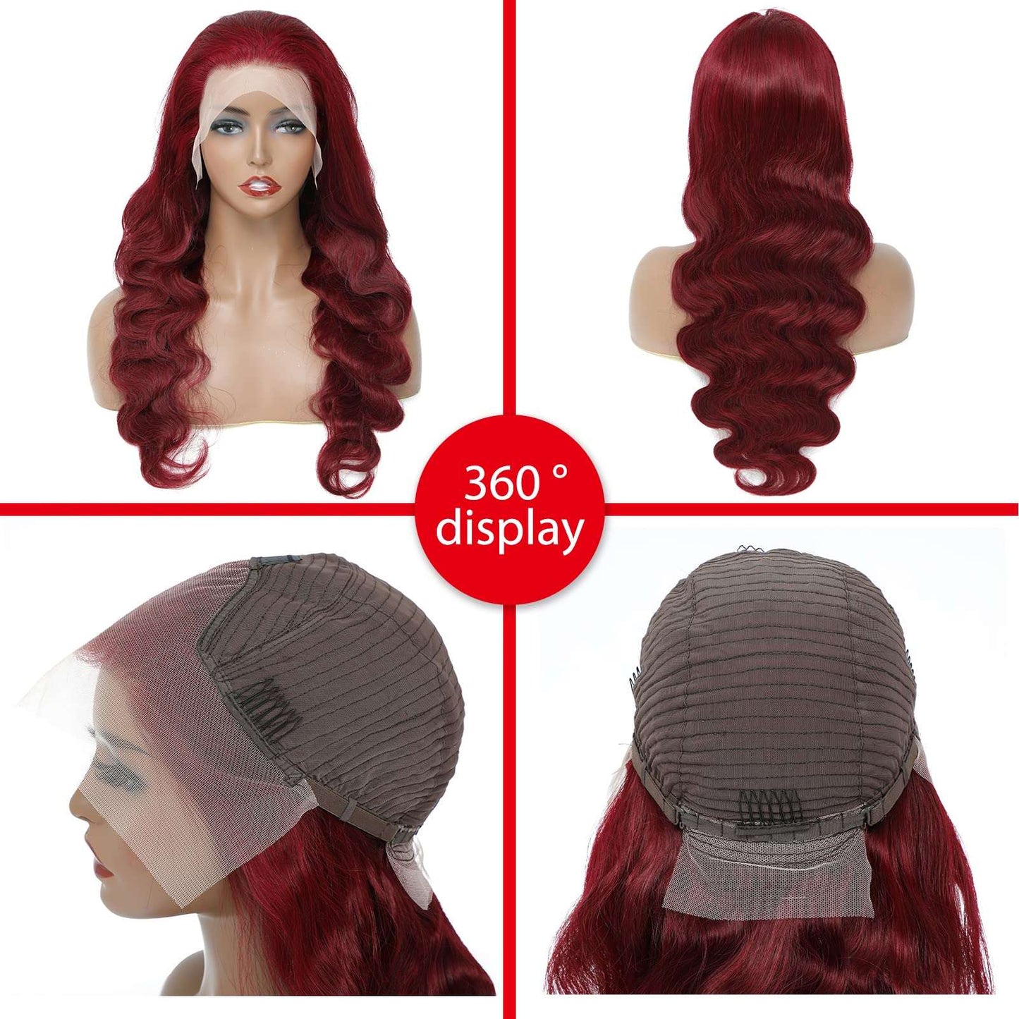 Burgundy Lace Front Wigs Human Hair 180% Density 13X4 Body Wave Lace Front Wig