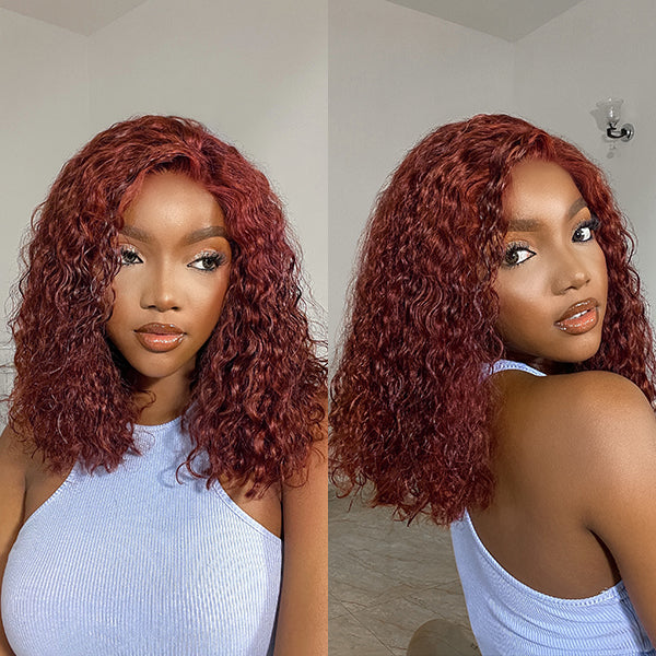 Reddish Brown Glueless Closure Lace Curly Wig | Pre-plucked