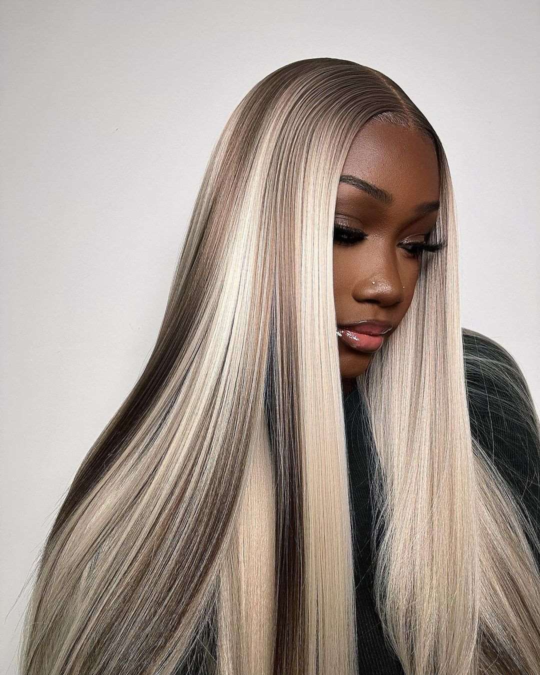 Blonde Highlights Hair Color 13x4 Lace Front Wig Long Straight Hair Wigs Platinum Blonde human Hair