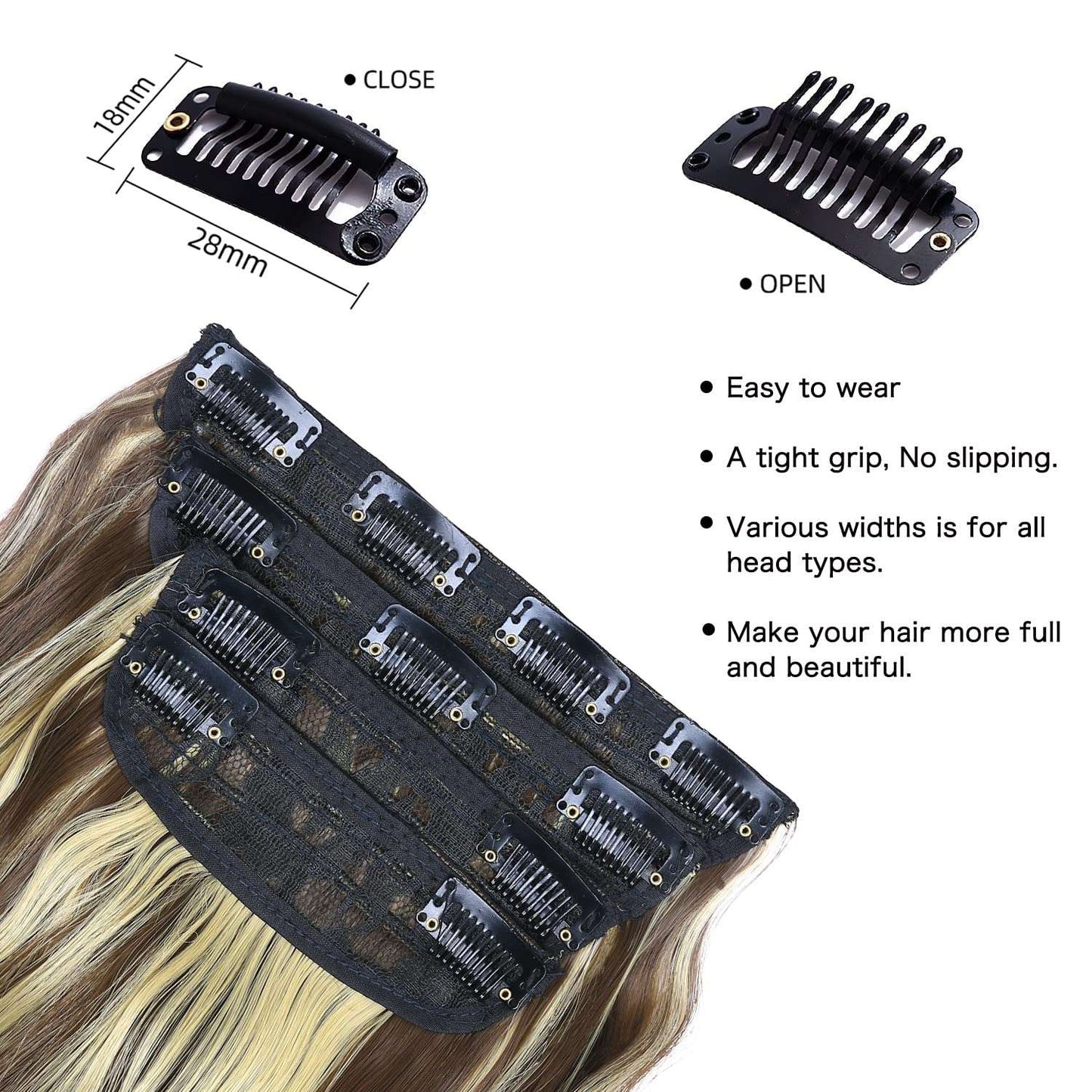 Clip in Human Hair 4PCS Blonde Highlighted Medium Brown Body Wave Hair