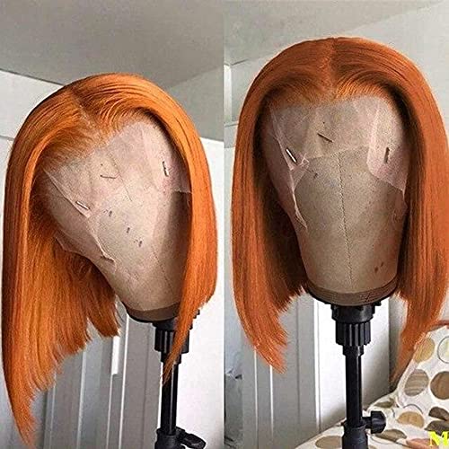 Orange Bob Wigs 10Inches Silky Straight 13x4 Lace Front Wig