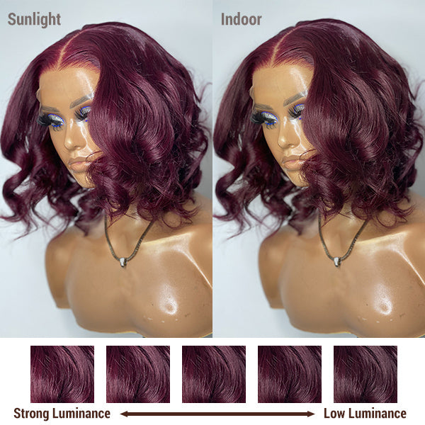 200% Density | Soft layered Burgundy Loose Wave 5x5 Closure  Lace Glueless Side Part Long Wig 100% Human Hair