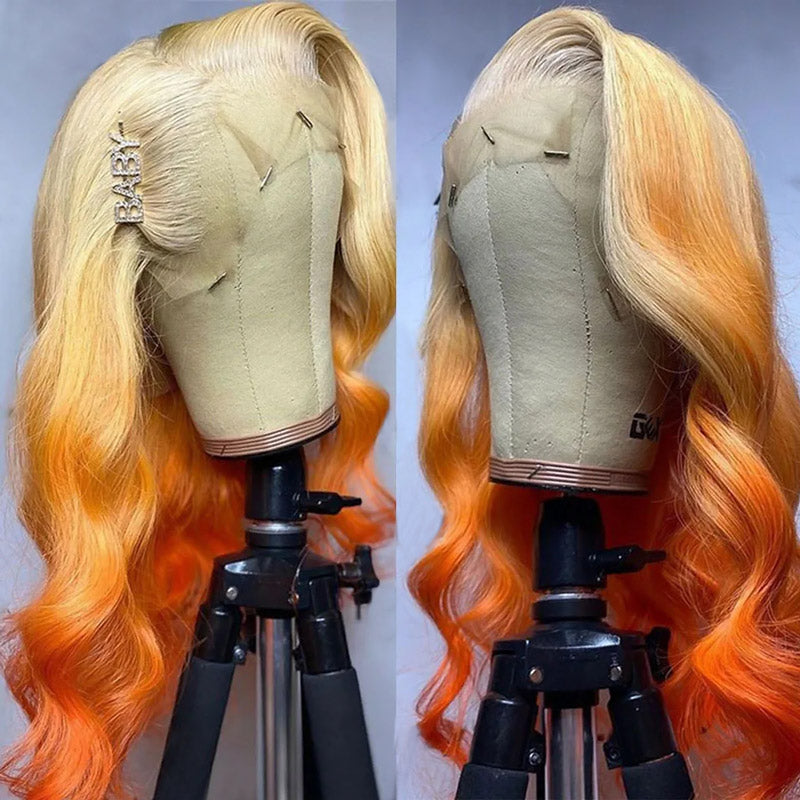 Ombre Blonde Ginger Color Body Wave Human Hair 180% Density