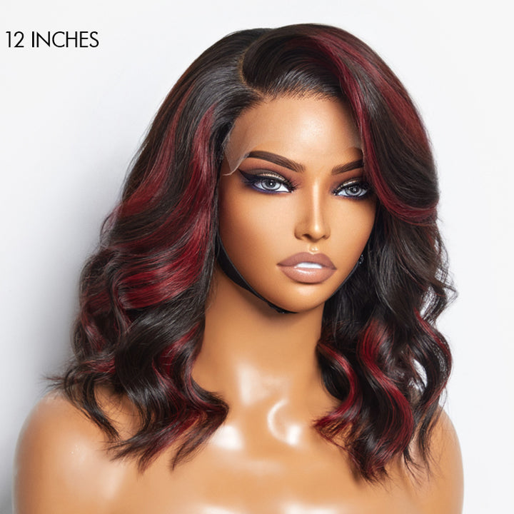 Limited Design | Red Highlight Bouncy Loose Wave Glueless 5x5 Closure  Lace Wig