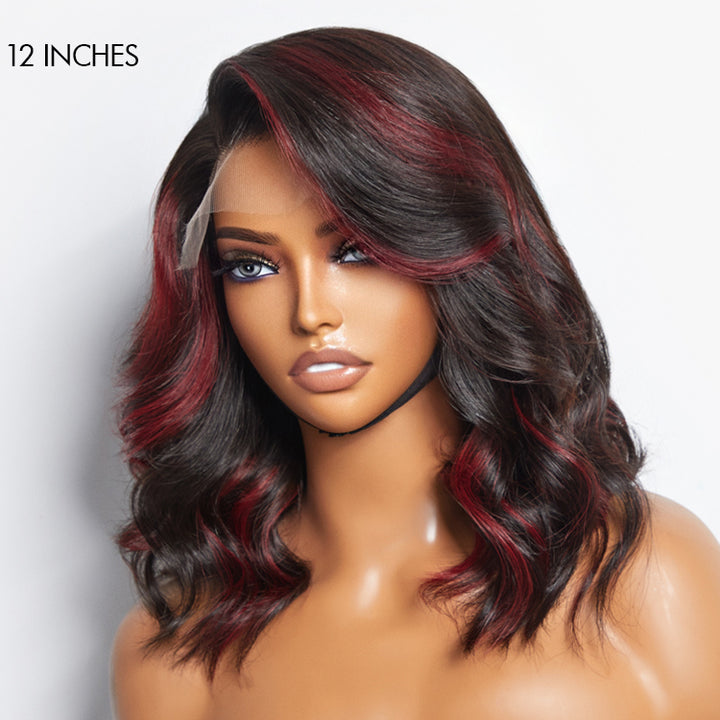 Limited Design | Red Highlight Bouncy Loose Wave Glueless 5x5 Closure  Lace Wig