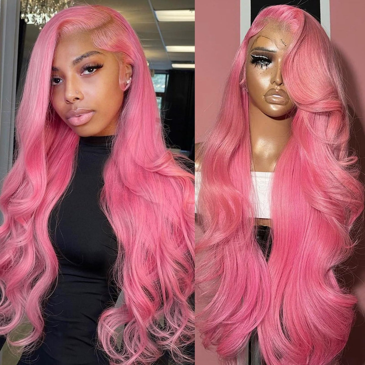 Pink Lace Front Wig Human Hair 13x4 Pink Wig Human Hair Pink Body Wave Lace Front Wigs Human Hair