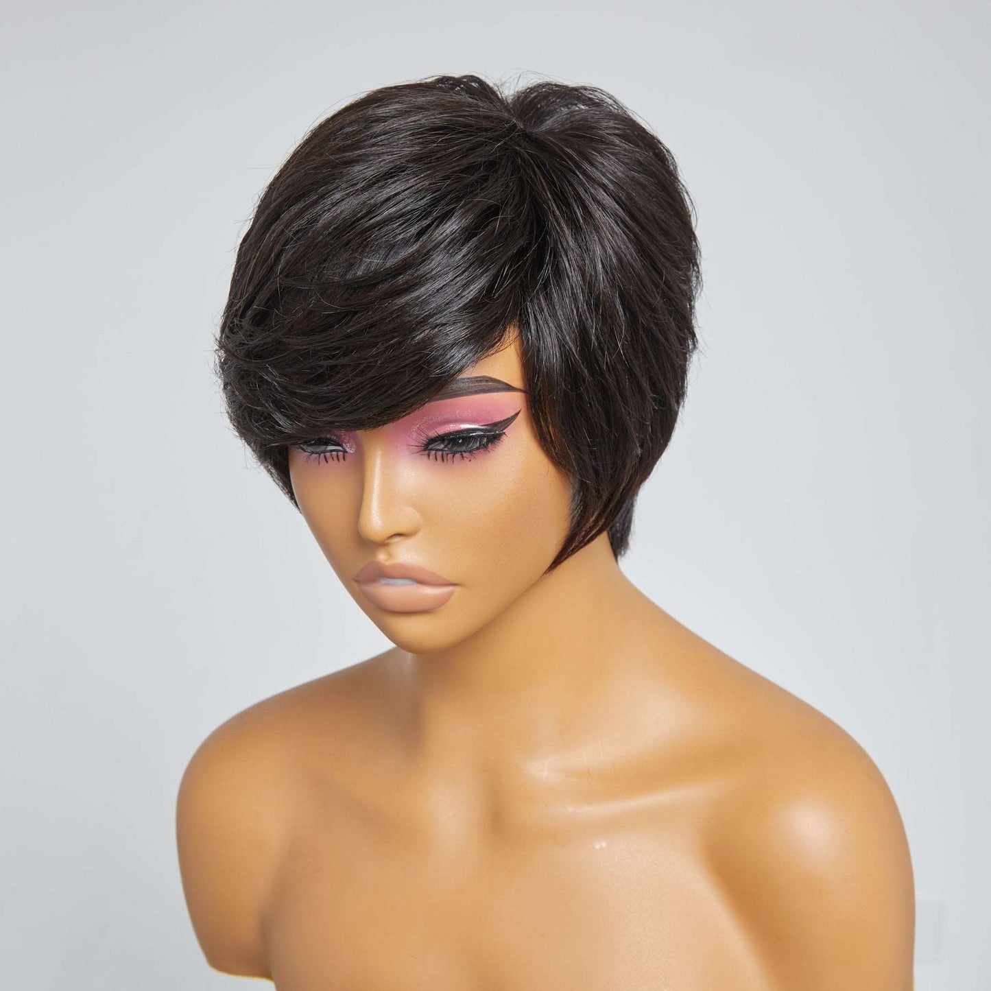 Boss Vibe With Side-swept Bangs No Lace Glueless Short Wig 100% Human Hair