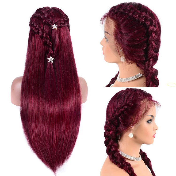 Libeauty 13x4 HD Lace Burgundy Colored Lace Front Wigs Human Hair