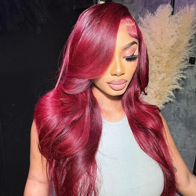 Libeauty 13x4 HD Lace Burgundy Colored Lace Front Wigs Human Hair