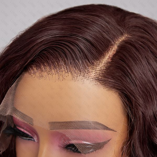 200% Density | Dark Purple Water Wave 5x5 Closure Lace Glueless Side Part Long Wig 100% Human Hair