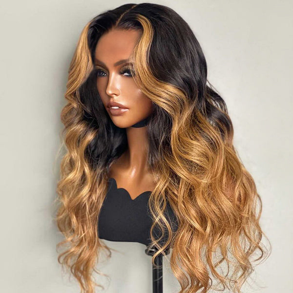 Ombre Undetectable Invisible Lace Closure Wig Glueless Human Hair Wig