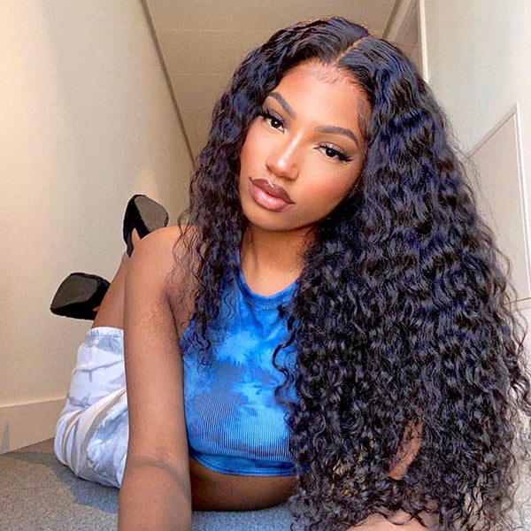 Wet And Wavy Mid Part Glueless 5x5 Closure  Lace Wig