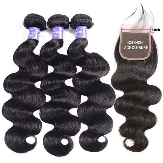 1 Closure with 4 Bundles Brazilian Body Wave - LIBEAUTY HAIR