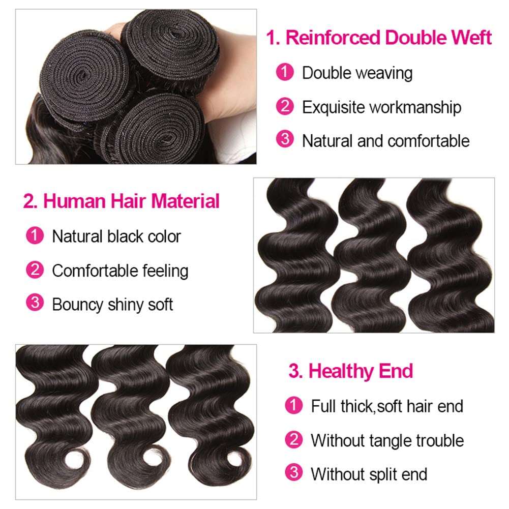 1 Closure with 4 Bundles Brazilian Body Wave - LIBEAUTY HAIR