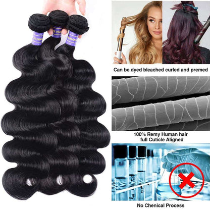 1 Closure with 4 Bundles Brazilian Body Wave - LIBEAUTY HAIR