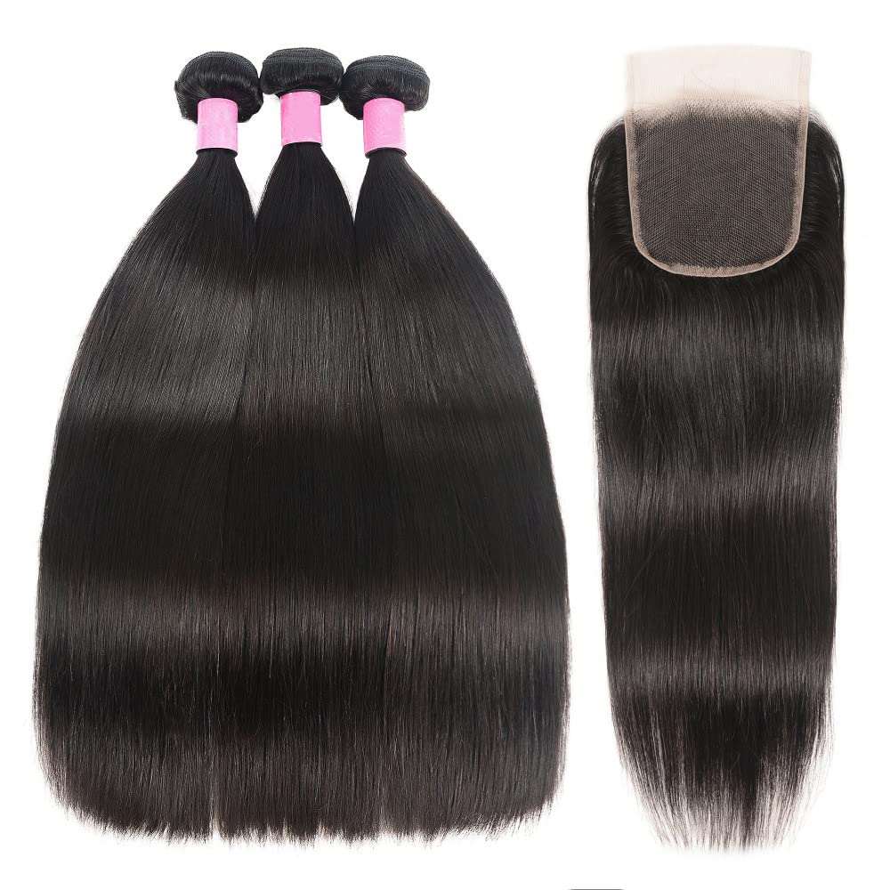 1 Closure with 4 Bundles Brazilian Straight - LIBEAUTY HAIR