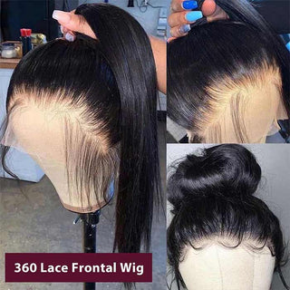 Glueless 360 Straight Transparent HD Lace Front Human Hair Wigs