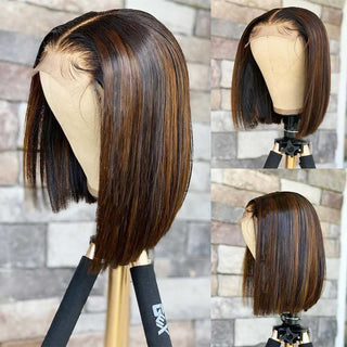 Highlight Ombre Lace Front Bob Wig Human Hair Straight