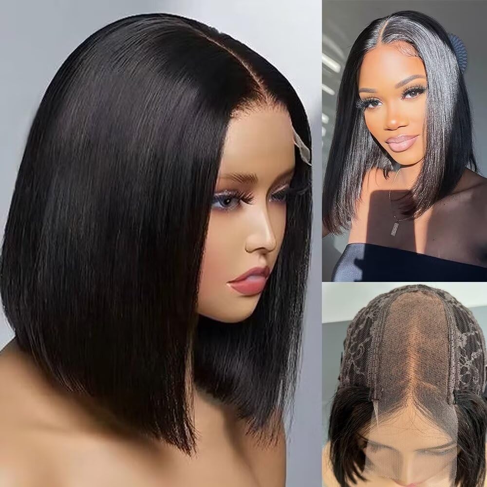 2X6 Deep Parting Melted Lace Closure Wigs 180% Density BOB