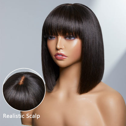 Short Bob Wigs Human Hair Glueless Wear and Go Bob Wig With Bangs