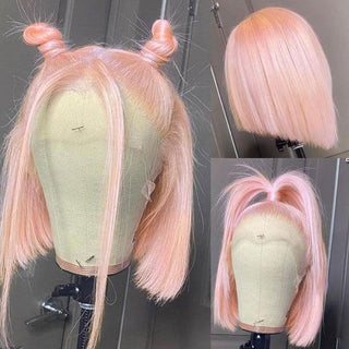 Pink Bob Wig Human Hair Wear and Go Glueless Bob Wig 13x4 Front Lace Human Hair Wig